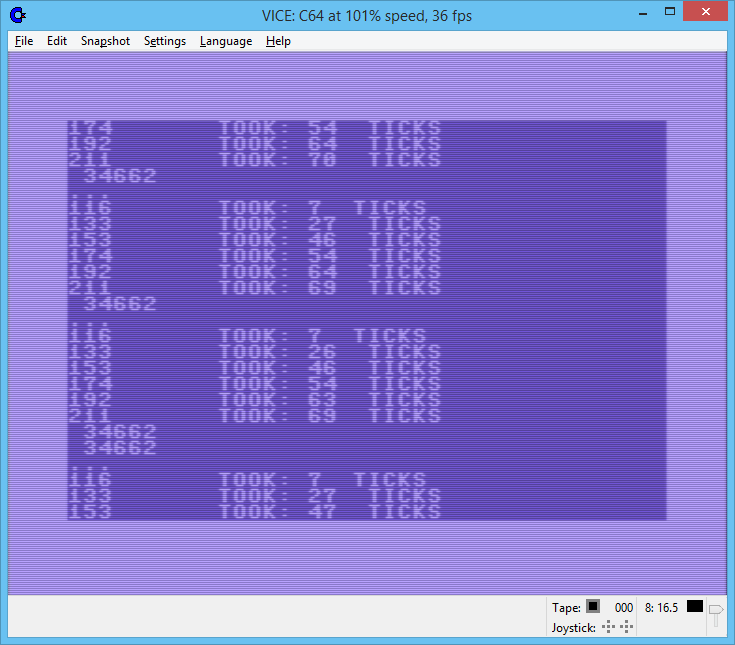 Projected coordinates and timing per vertex printed by the BASIC version
