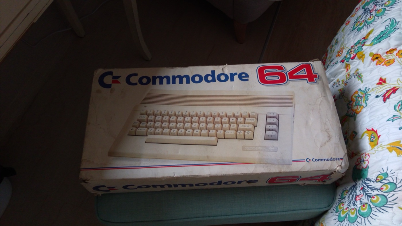 Commodore 64 in its original box before restoration
